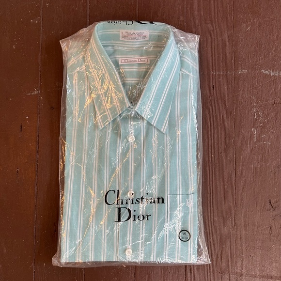 Vtg Christian Dior Mens Dress Shirt Plus‎ De' Coton 16 32/33 - Picture 1 of 5